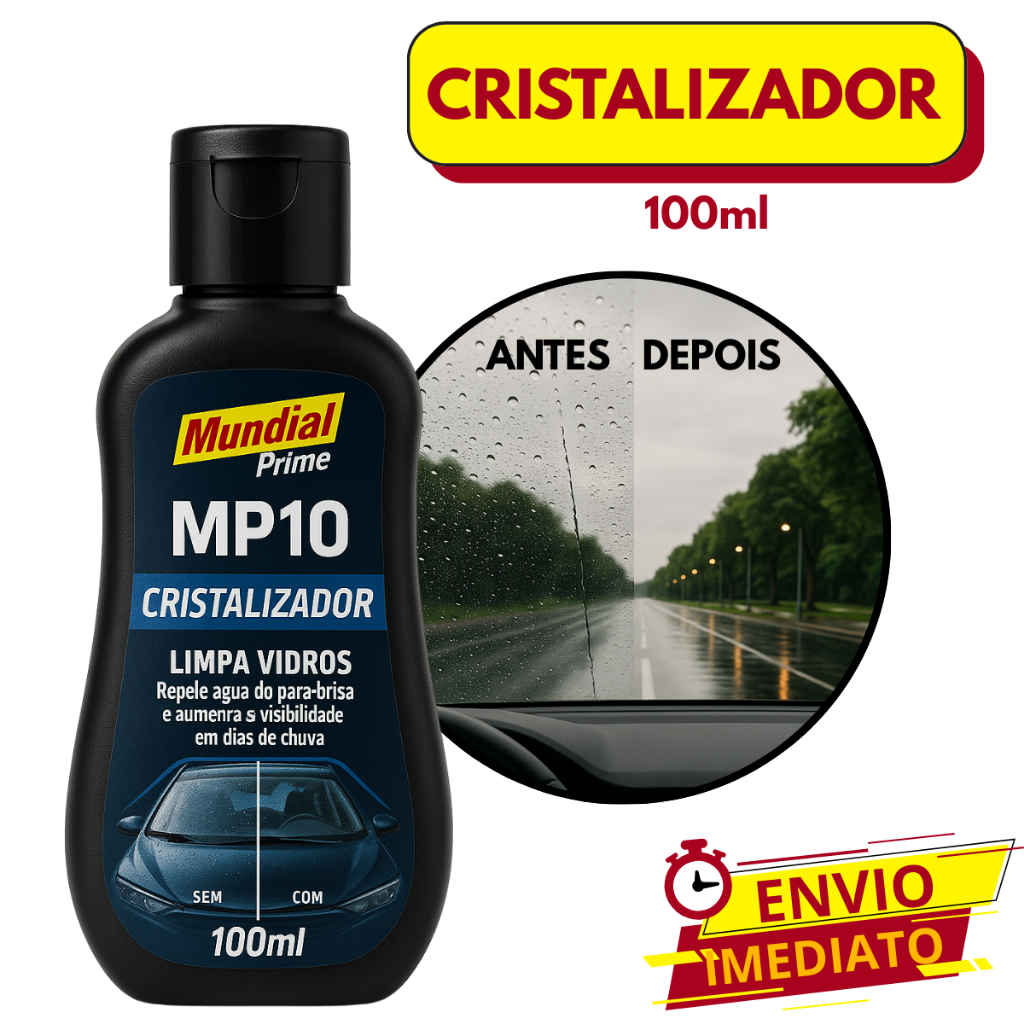 Cristalizador Limpa Vidros Repelente De Água Uso Automotivo Doméstico - 100ml
