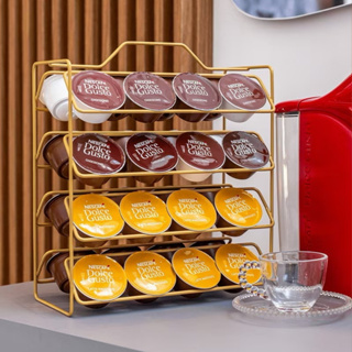 Suporte Porta Cápsulas de Café Dolce Gusto 32 unidades Reforçado Preto Dourado Organizador Suporte bancada em Oferta na Shopee