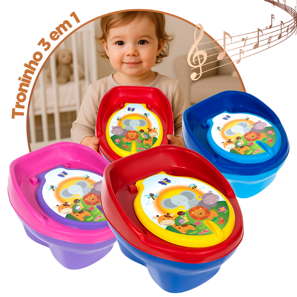 Troninho Privadinha Musical Menino Menina Assento Penico Infantil Redutor Vaso Sanitário Styll Baby