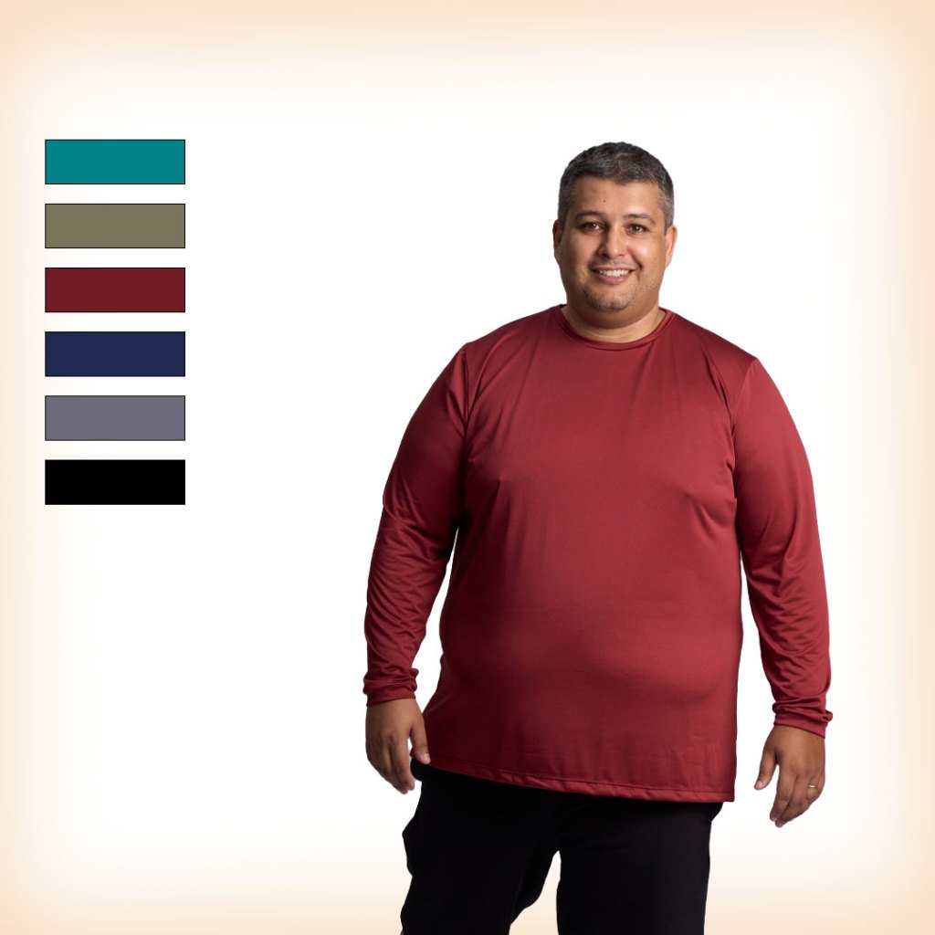 Camiseta plus size masculina básica academia treino manga longa dry fit em Oferta na Shopee