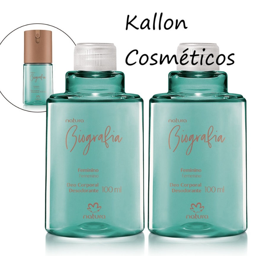 Kit (2x und.) Refil Desodorante Corporal Biografia Feminino 100 ml cada, Floral Moderado, Natura Cosméticos, Original
