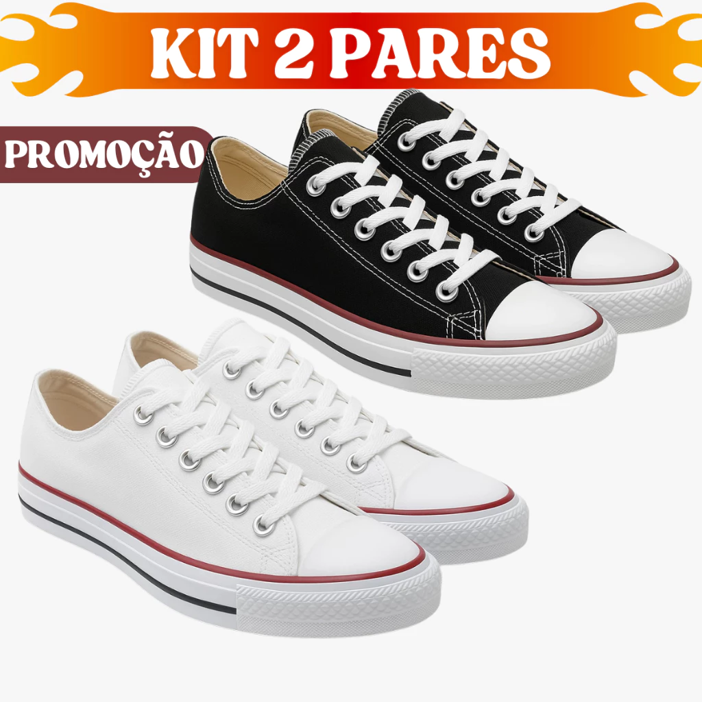 Kit 2 Pares Tênis Casual Feminino Leve Confortável Estilo Dia a Dia — imagem 1