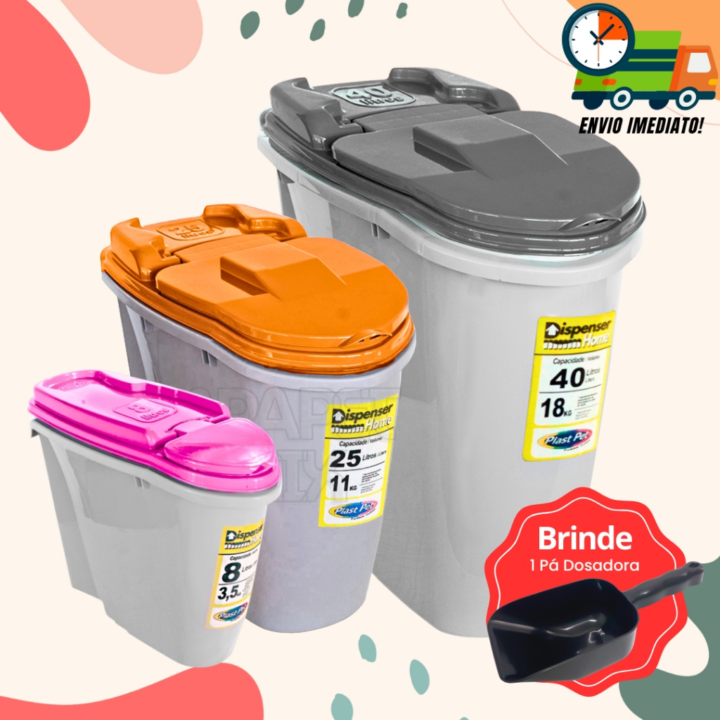 Porta Ração e Grãos Dispenser Home Anti Formigas Vedação Completa + Pá Dosadora Envio Imed...