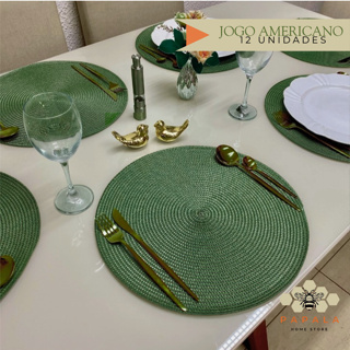 Kit 12 Unidades Jogo Americano Para Mesa Luxo Redondo Sousplat Para Pratos em Oferta na Shopee