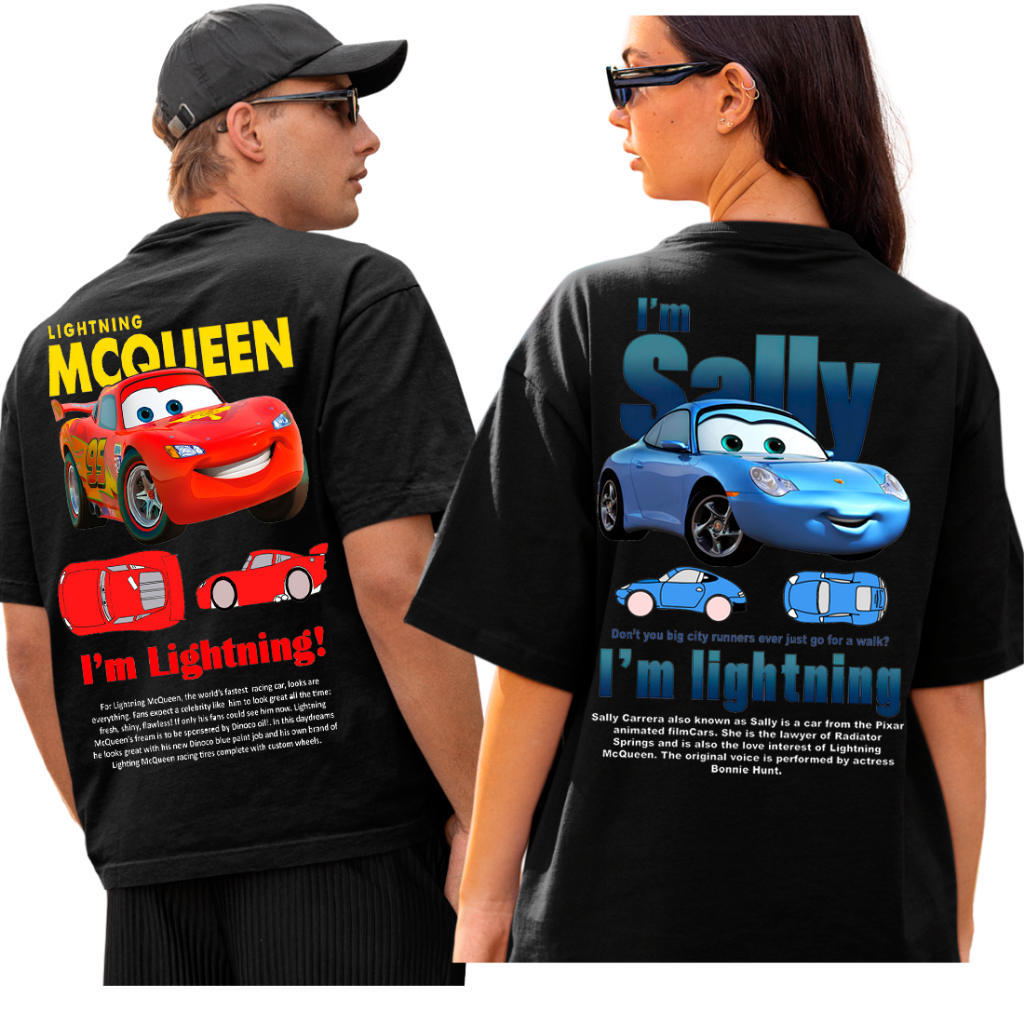 Kit 2 Camiseta Camisa Casal Estampado Relampago Mcquen + Sally Carros Lindos Algodao Unissex em Oferta na Shopee