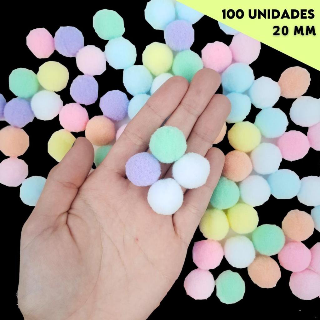 Pompom Poliéster Coloridos 20mm com 100 Unidades – Para Artesanato, Tiaras e Laços - BARUCH em Oferta na Shopee