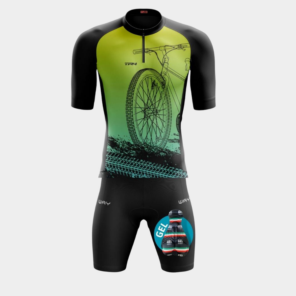 Kit Conjunto Ciclismo Masculino Camisa Camiseta Bermuda Short Forro Gel Bike Pedalar