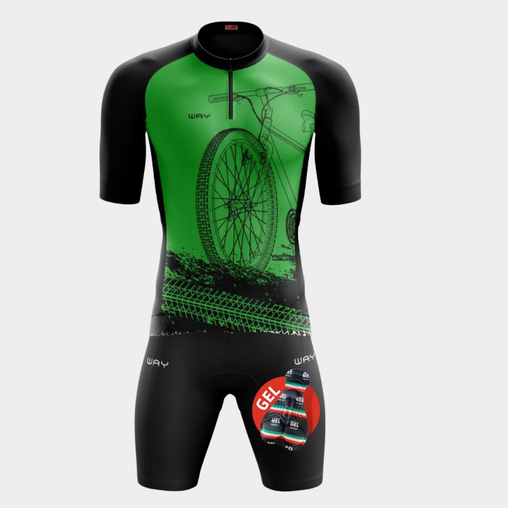 Kit Conjunto Ciclismo Masculino Homem Pedal Camisa Camiseta Bermuda Forro Gel Pedal Bike