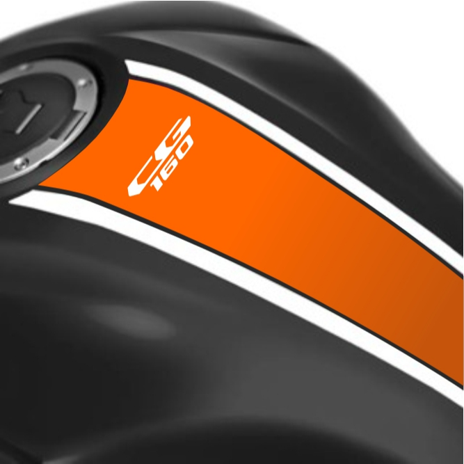 Adesivo Moto Faixa Gravata Tanque Laranja listra Branca CG 125/150/160 Titan Fan Start