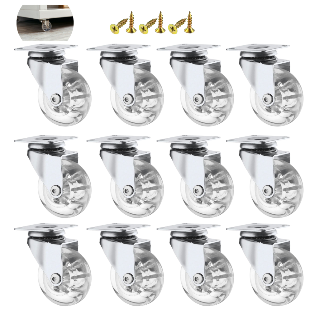 12 Rodízio Rodinha Gel 50mm 5cm Silicone Giratória 360º Sem Freio Trava Roda Para Móveis Cozinha Sala Quarto Para 600kg