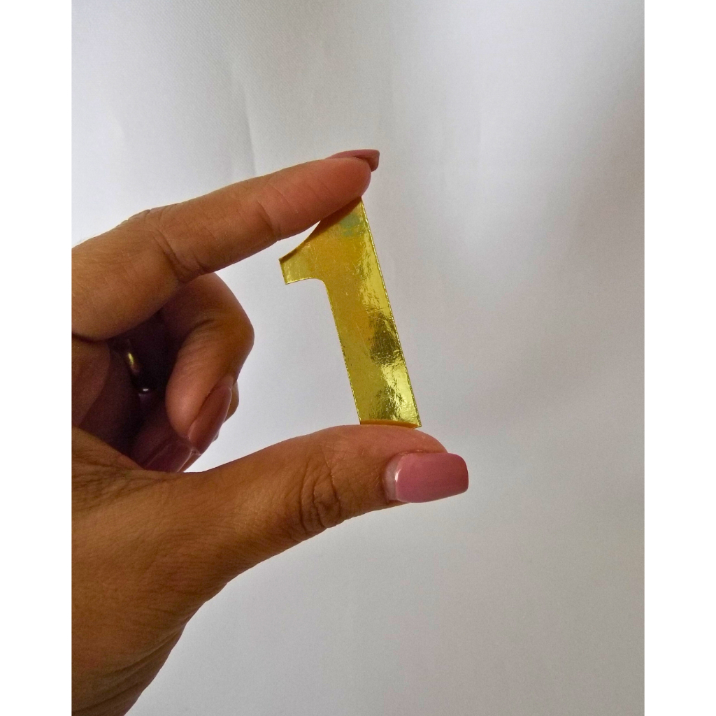 Apliques números Lamicote Dourado Espelhado - Lembrancinha número dourado laminado -  Aniversário