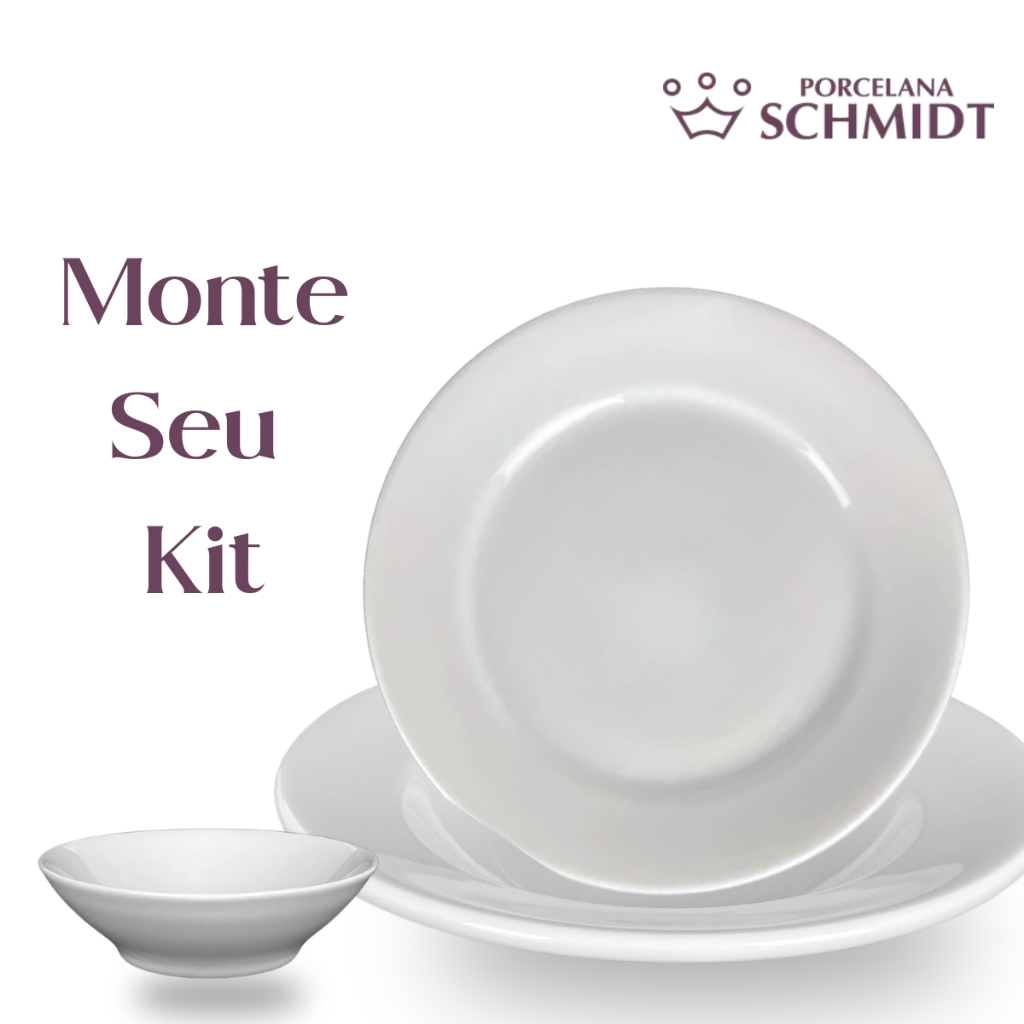 Aparelho de Jantar Porcelana Schmitd Jogo de Pratos Rasos, Fundos e Sobremesa em Oferta na Shopee