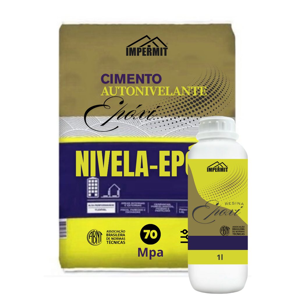 kit cimento nivela epoxi 70MPA autonivelante para pisos 20kg + resina