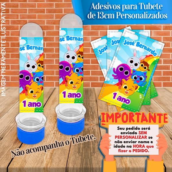 Rótulos adesivos para tubetes de 13 cm Personalizados Bolofofos Azul Rosa Peppa Pig