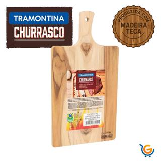 Tabua de Carne para Churrasco em Madeira Maciça Teca Retangular 40x21 com Alça Tramontina em Oferta na Shopee