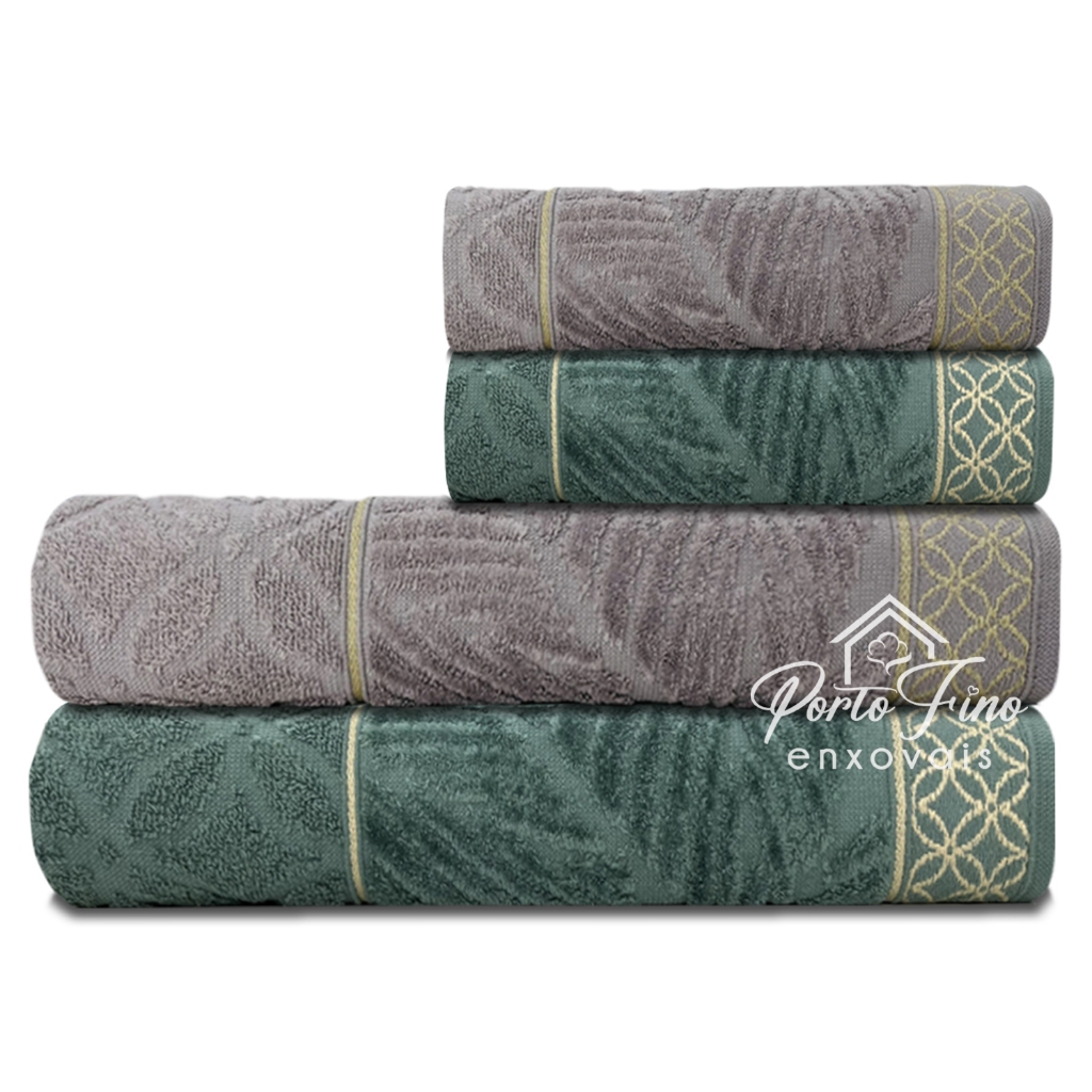 Jogo/Kit 4 Toalhas Nativa (2 Banho + 2 Rosto) Macia Luxo Alta Absorção 100% Algodão