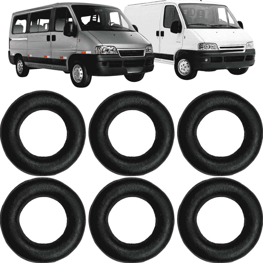 Kit 6 Coxim Anel Borracha Escapamento Ducato Boxer Jumper