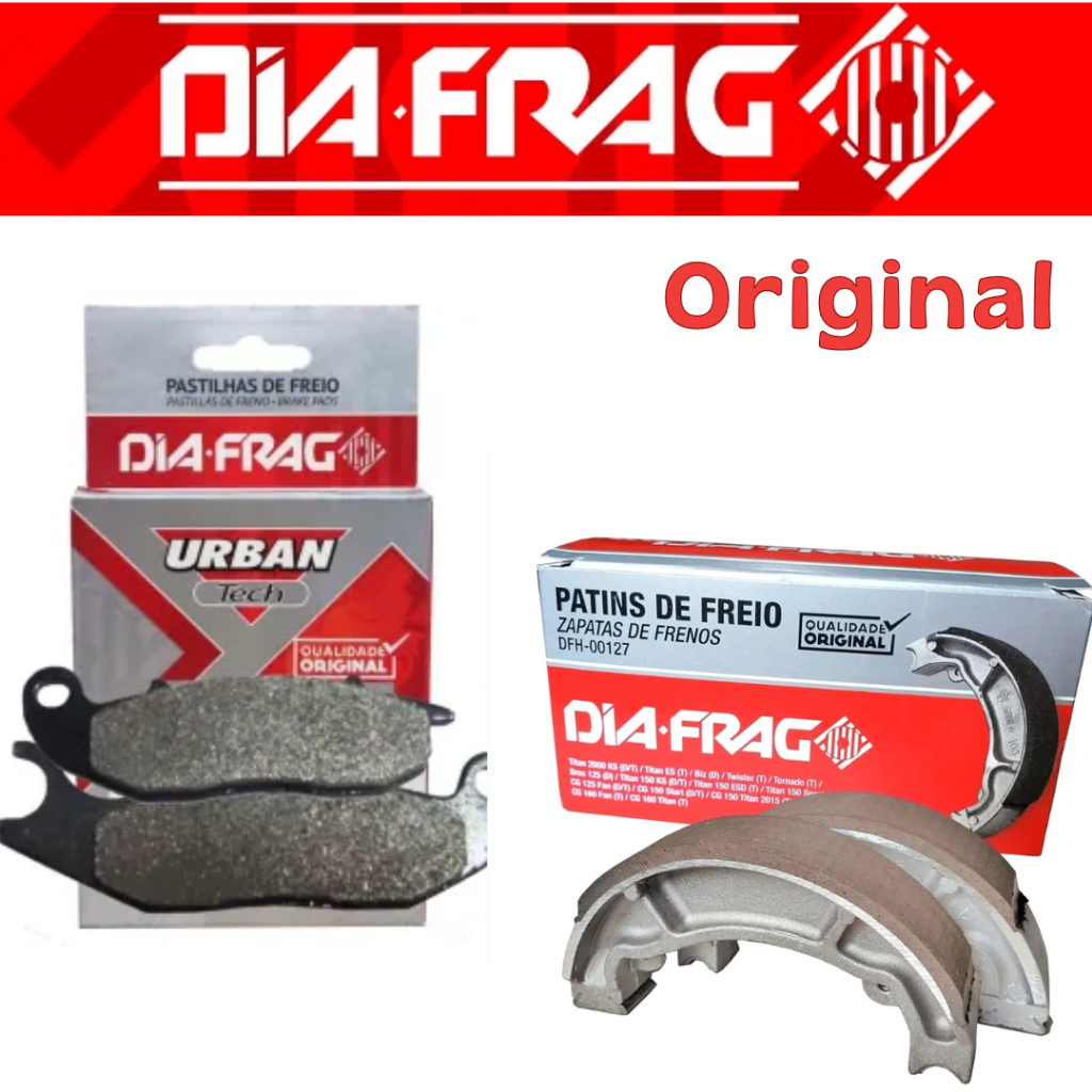 Pastilha de Freio + Lona (Patins) de Freio Titan Fan 160 Original DIAFRAG em Oferta na Shopee