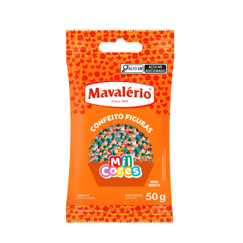 Confeito estrela mil cores 50g mavalério em Oferta na Shopee