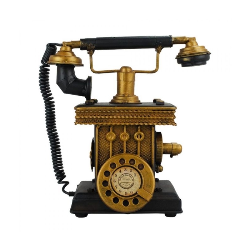 Telefone Preto Antigo Cofrinho 21x11x22cm Estilo Retrô - Vintage
