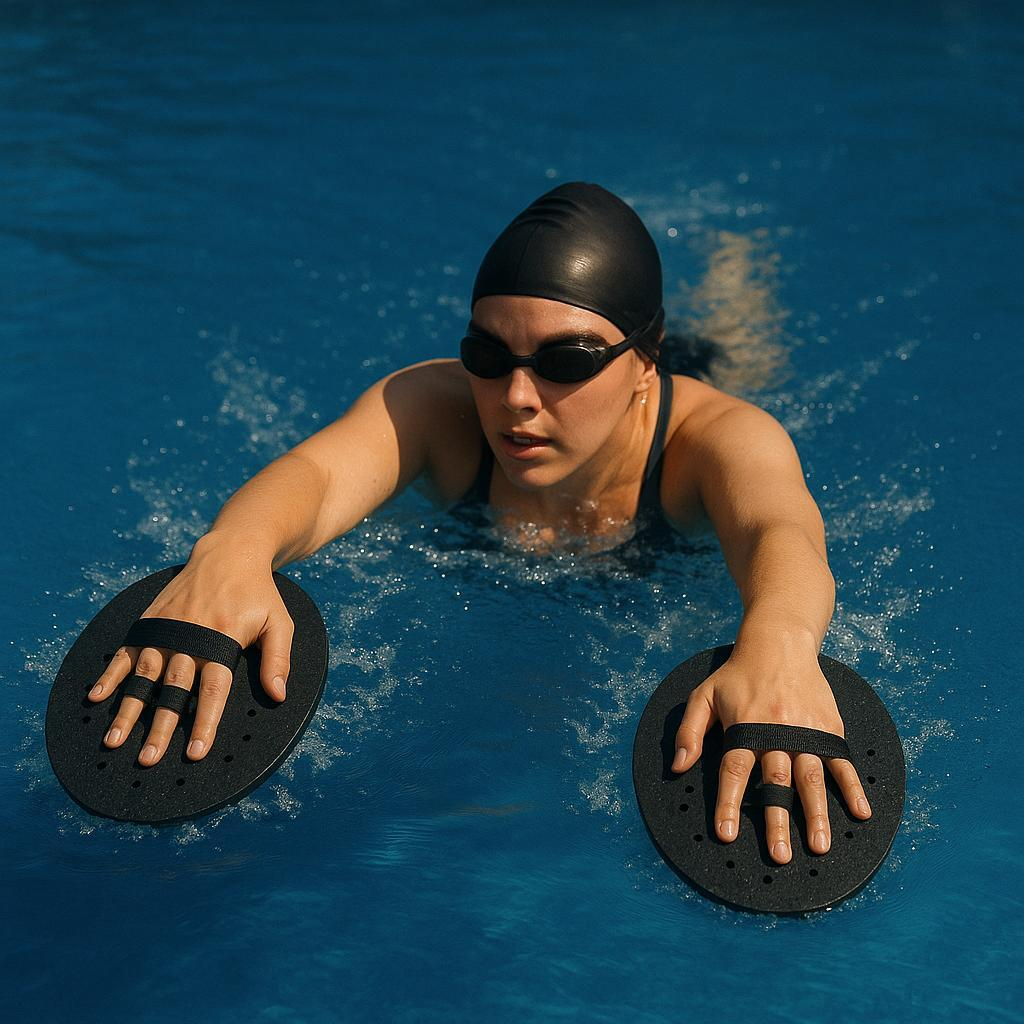 Palmar Para Natação Em Eva Flutuante Com 4 Tiras De Dedo E Punho