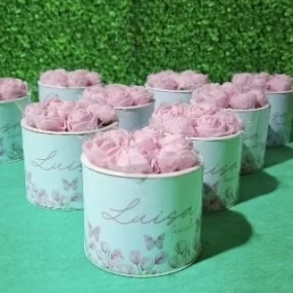 TUBOLATA 6X5 PERSONALIZADO COM FLORES OU LAÇO Jardim Encantado / Borboletas / Jardim /Lembrancinha Maternidade/Festa
