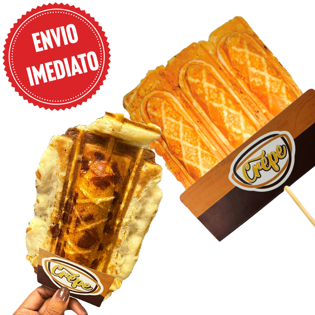 Embalagem Suporte de Papel para Crepe no Palito - 1 ou 3 Crepes - Crepe Suíço - Pct com 200 Unidades