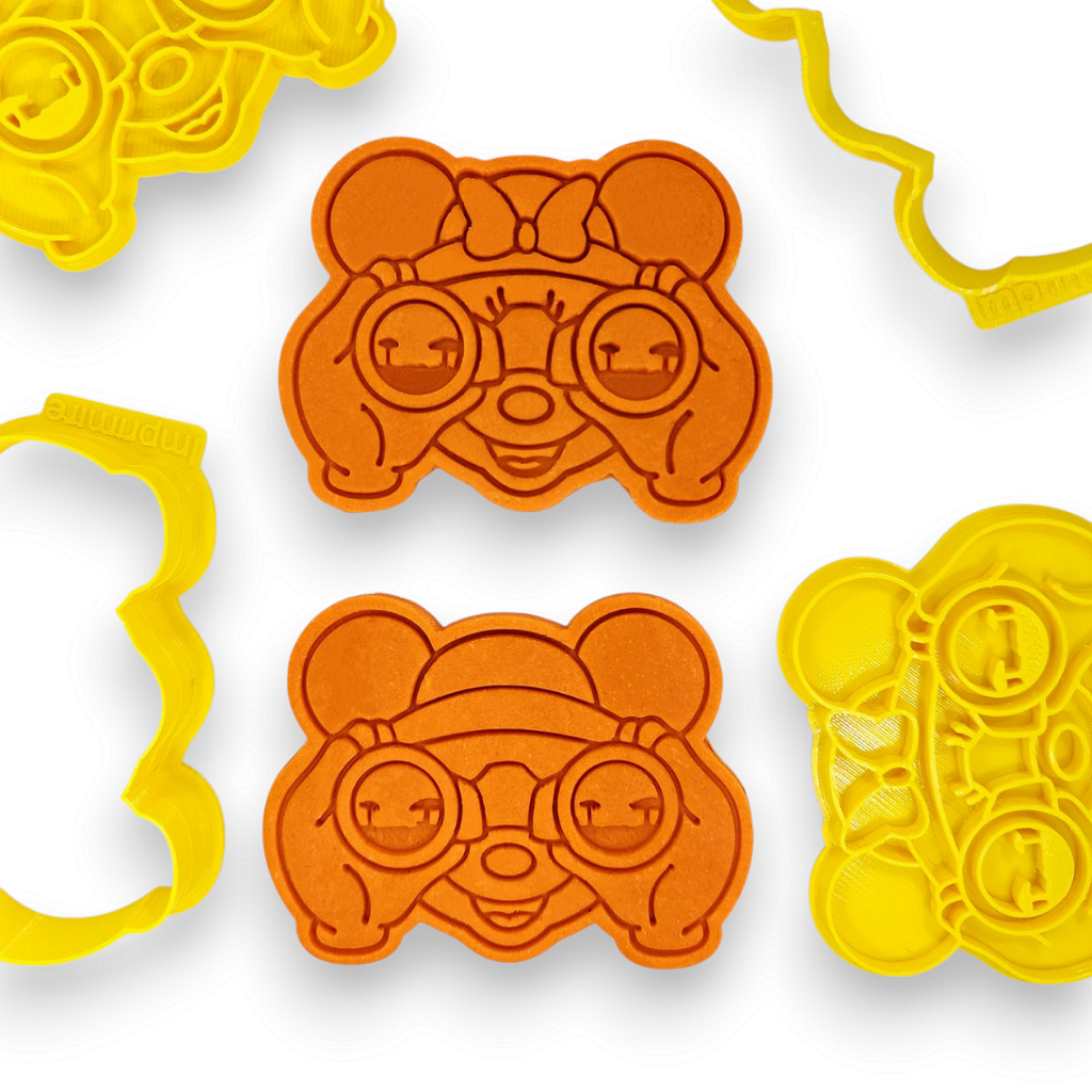 Kit Cortador + Marcador para Biscoito e Pasta Americana Mickey Minnie Binóculo Safari