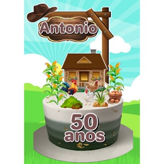 Topo de bolo Topper de aniversário Sertão em Oferta na Shopee