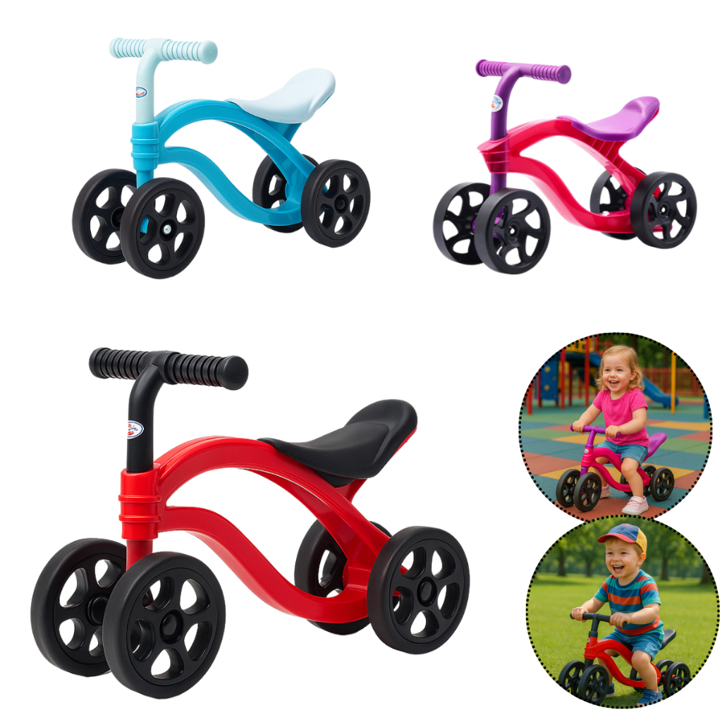 Bicicleta de Equilíbrio 4 Rodas Sem Pedal Andador Infantil Menino e Menina Criança