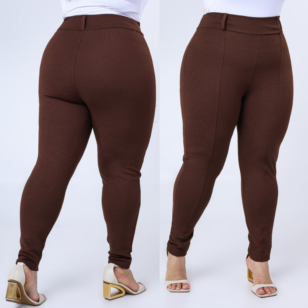 Calça Montaria Casual Feminina Malha Crepe Plus Size do 46/56 em Oferta na Shopee