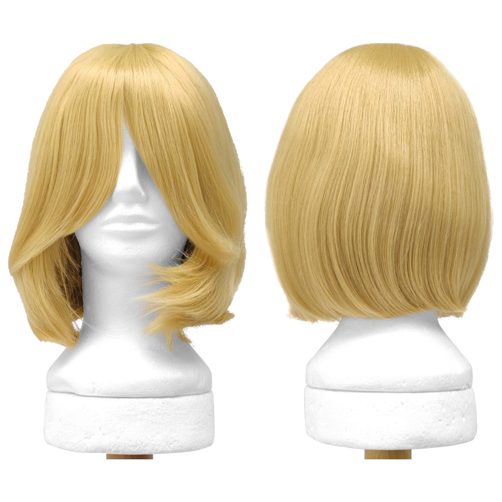Peruca Loiro Amarelo Curta Long Bob C/ Franja Cosplay Wig