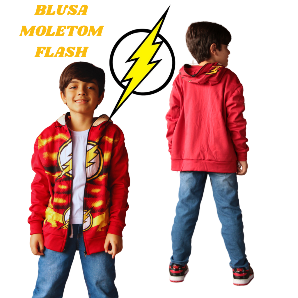 Blusa  de Moletom  Infantil  Flash   capuz com máscara