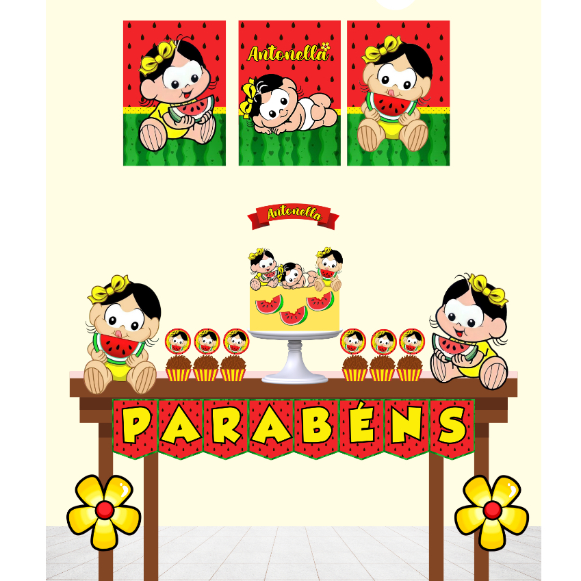 KIT SÓ UM BOLINHO MAGALI BABY E MAGALI/ANIVERSÁRIO E MESVERSARIO-FESTA INFANTIL