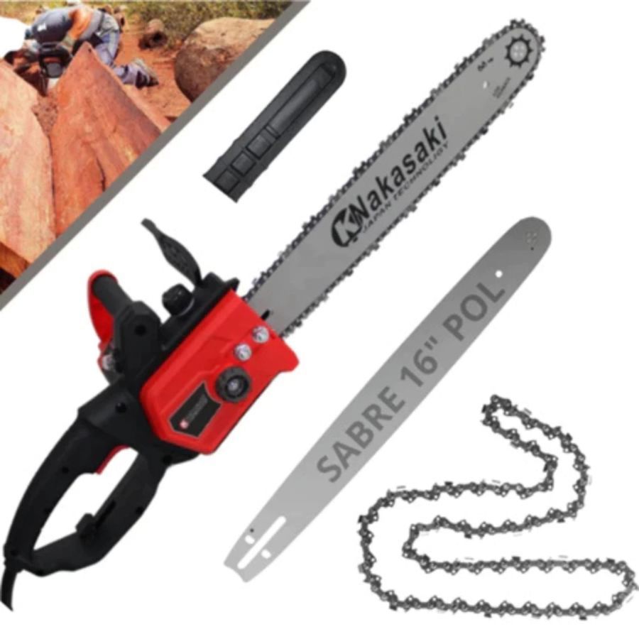 Motosserra Elétrica Profissional 1600W Nakasaki Sabre 16" Potente Eletrosserra Jardim em Oferta na Shopee