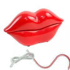 Telefone De Mesa Boca Vermelha Com Fio Residencial Escritorio Casa - Decoração