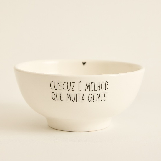 Kit até 2 unidades Bowl Cuscuz Tigela de Porcelana Branca Cuscuz é melhor que muita gente16x7,5 cm