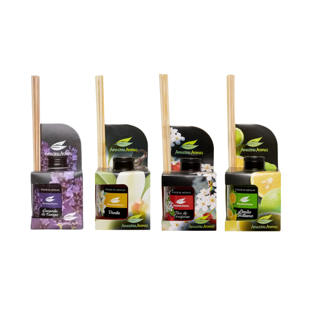 Kit 2 Unidades de Difusor de Varetas Aromatizador Bambu Perfumes Para Ambientes 270ml Amazonia Aroma