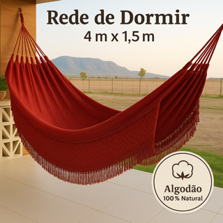 Rede de Dormir em Algodão Natural 4m x 1,5m Estilo Moderno– Super Confortável, Resistente em Oferta na Shopee