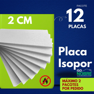 Kit de 12 Placas 2 cm (20 mm) EPS Isopor  Antichamas e Acústicas – Ideal para Isolamento Térmico e Sonoro! 🔥 em Oferta na Shopee