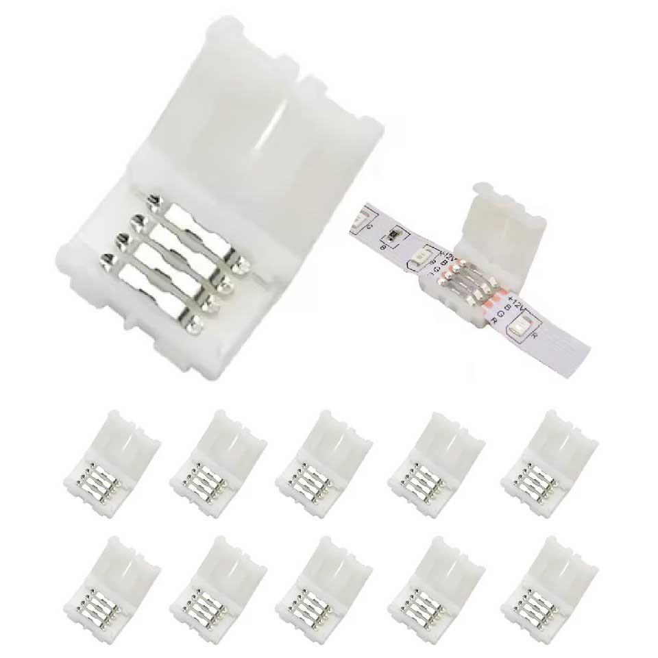 Kit 5 10 25 50 Emenda Rápida RGB 10 mm Conector de Pressão P/fita Led 5050 2835 4 vias