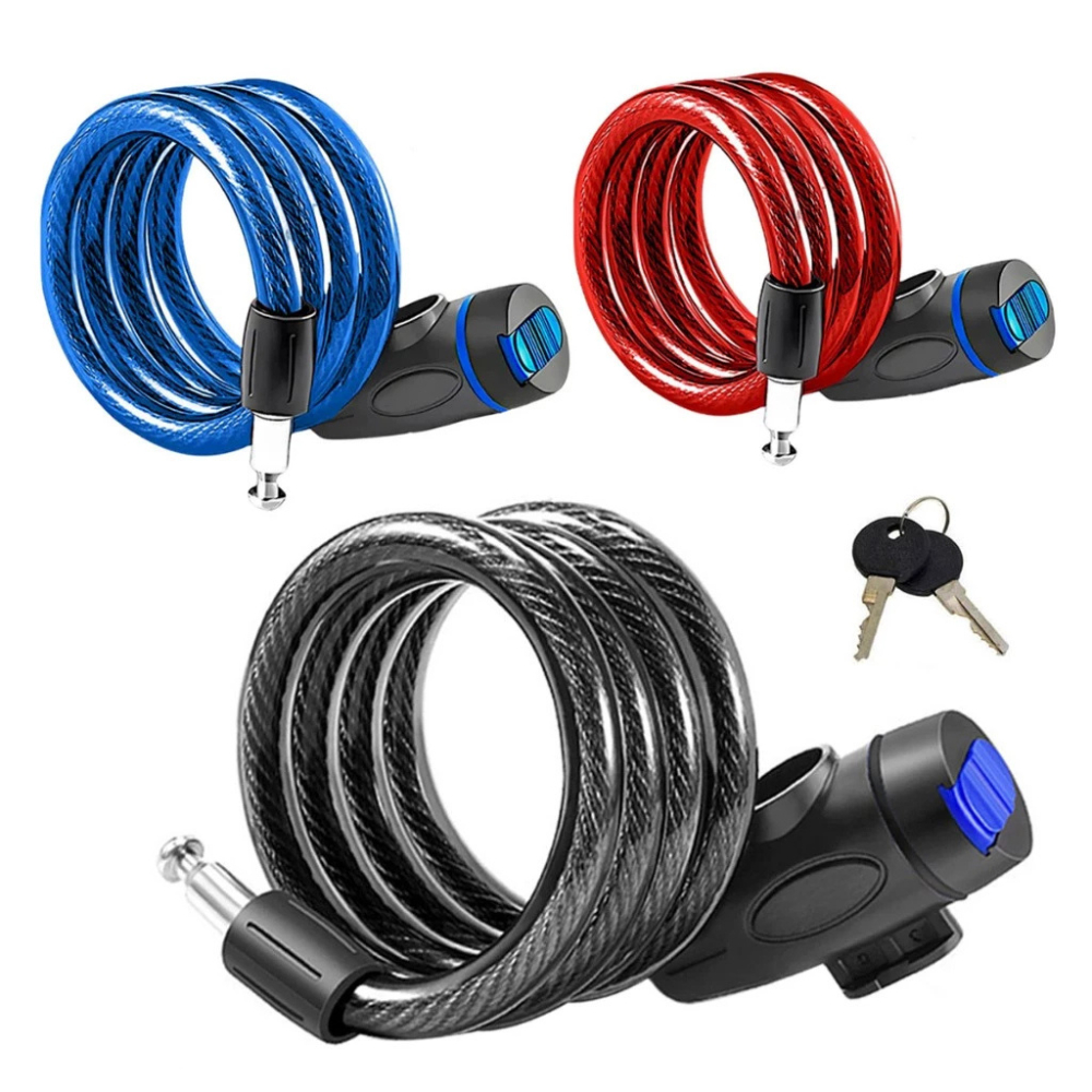 Cadeado Segurança De Aço Reforçada para Bicicleta 12x700mm Com 2 Chaves B-Tek