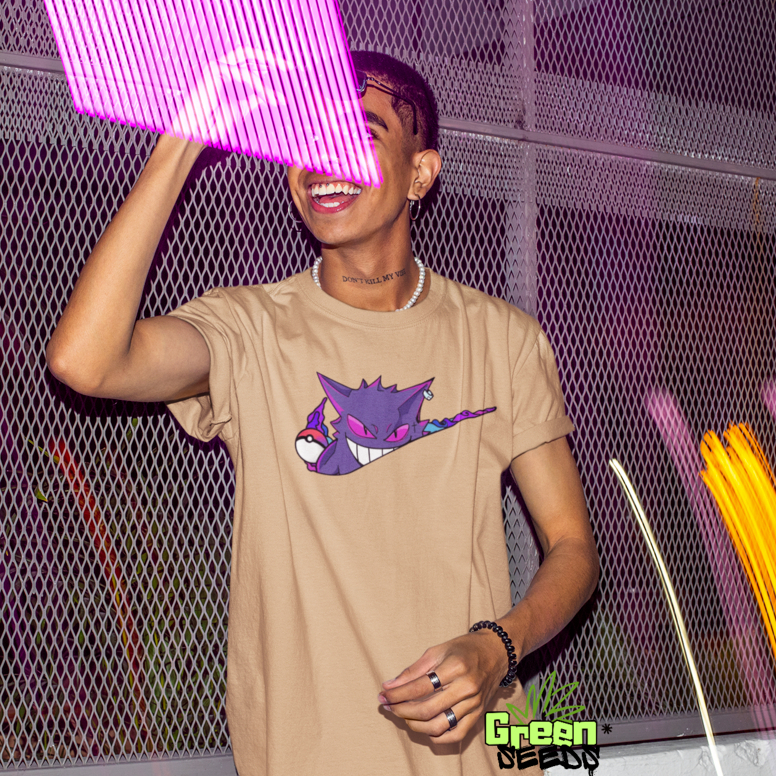Camiseta Gengar Pokémon Ghost Camiseta 100% Algodão Otaku Evolução Anime Geek