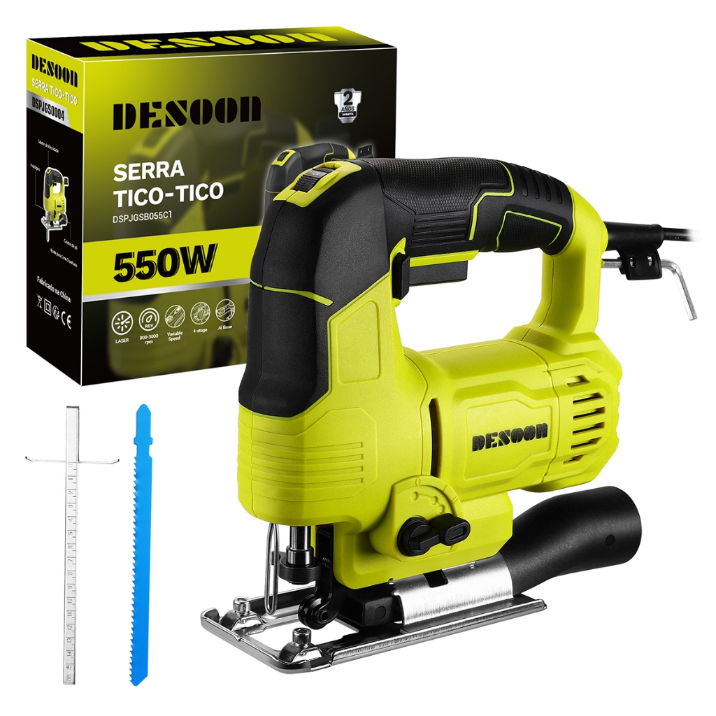Serra Tico Tico 550w Profissional Velocidade 3000 RPM Para Madeira Metal Com Base Ajustável Desoon - Home & Living
