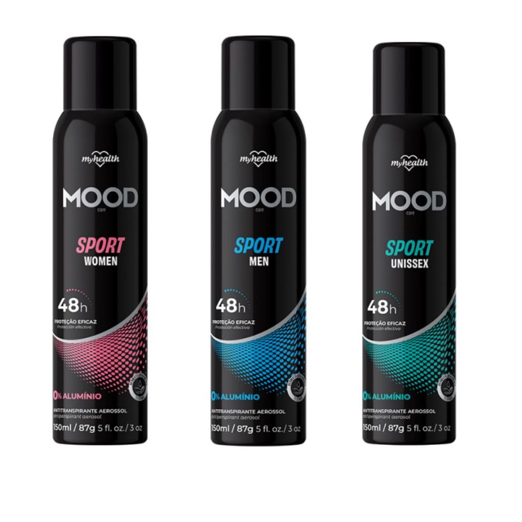 Desodorante Mood Sport 48h Aerosol 150ml | Men, Women ou Unissex | Sem Alumínio Toque Seco em Oferta na Shopee