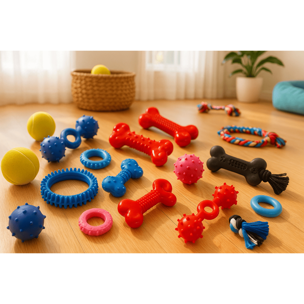 Kit 10 Brinquedos Pet Cachorros de Pequeno Porte Ossinho Bolinha Pneu Haltere Pet