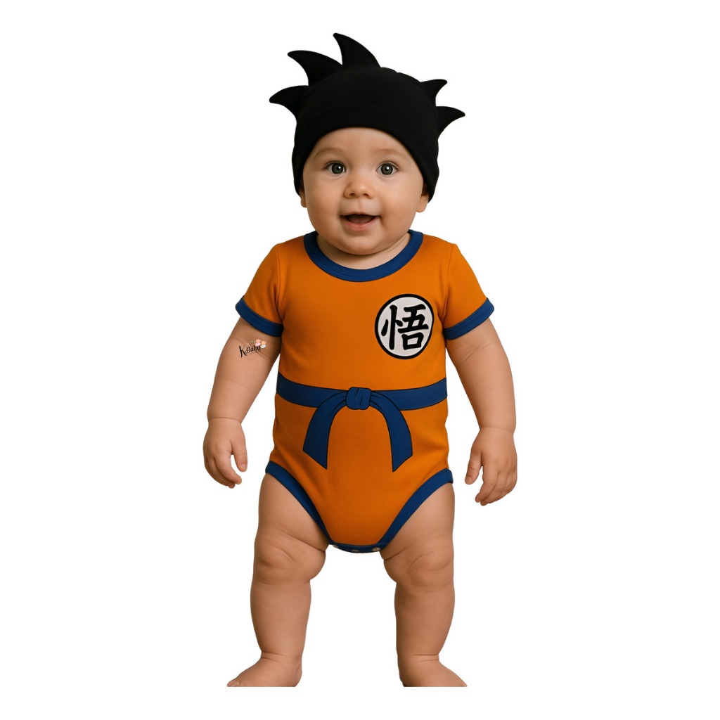Body Bêbe tématico Goku mêsversrio conjunto Body + touca Dragonball em Oferta na Shopee