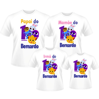 Kit 4 Camisetas Personalizadas Aniversário Bolofofos 1 Adulto e Infantil em Oferta na Shopee