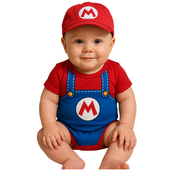 Body Bebê Temático Mesversário  Super Mário ou Luigi em Oferta na Shopee