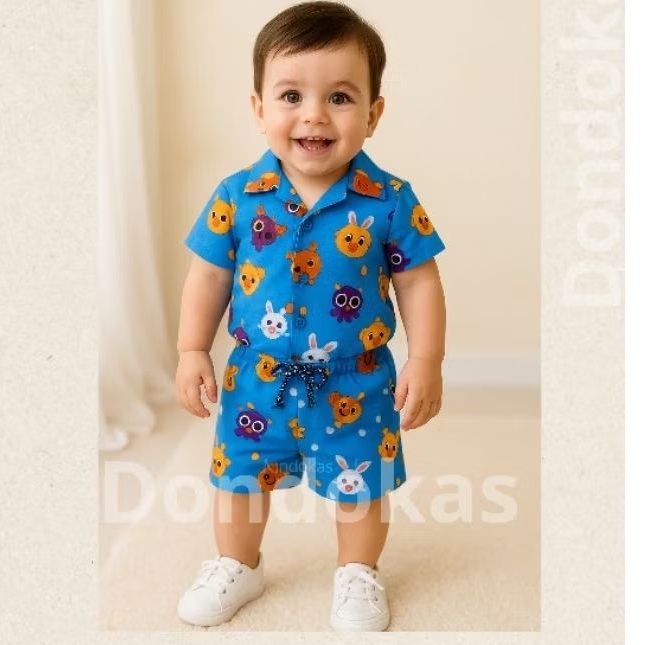 Conjunto Infantil de Menino Camiseta + Shorts Mauricinho Temáticas Roupa Bebe de Aniversário Festa Fostos